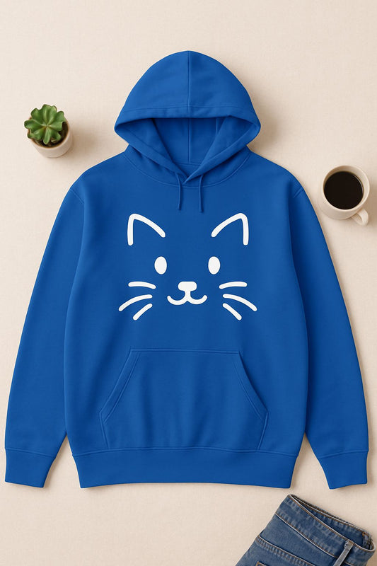Cute Cat Face Hoodie For Cat Loving Human